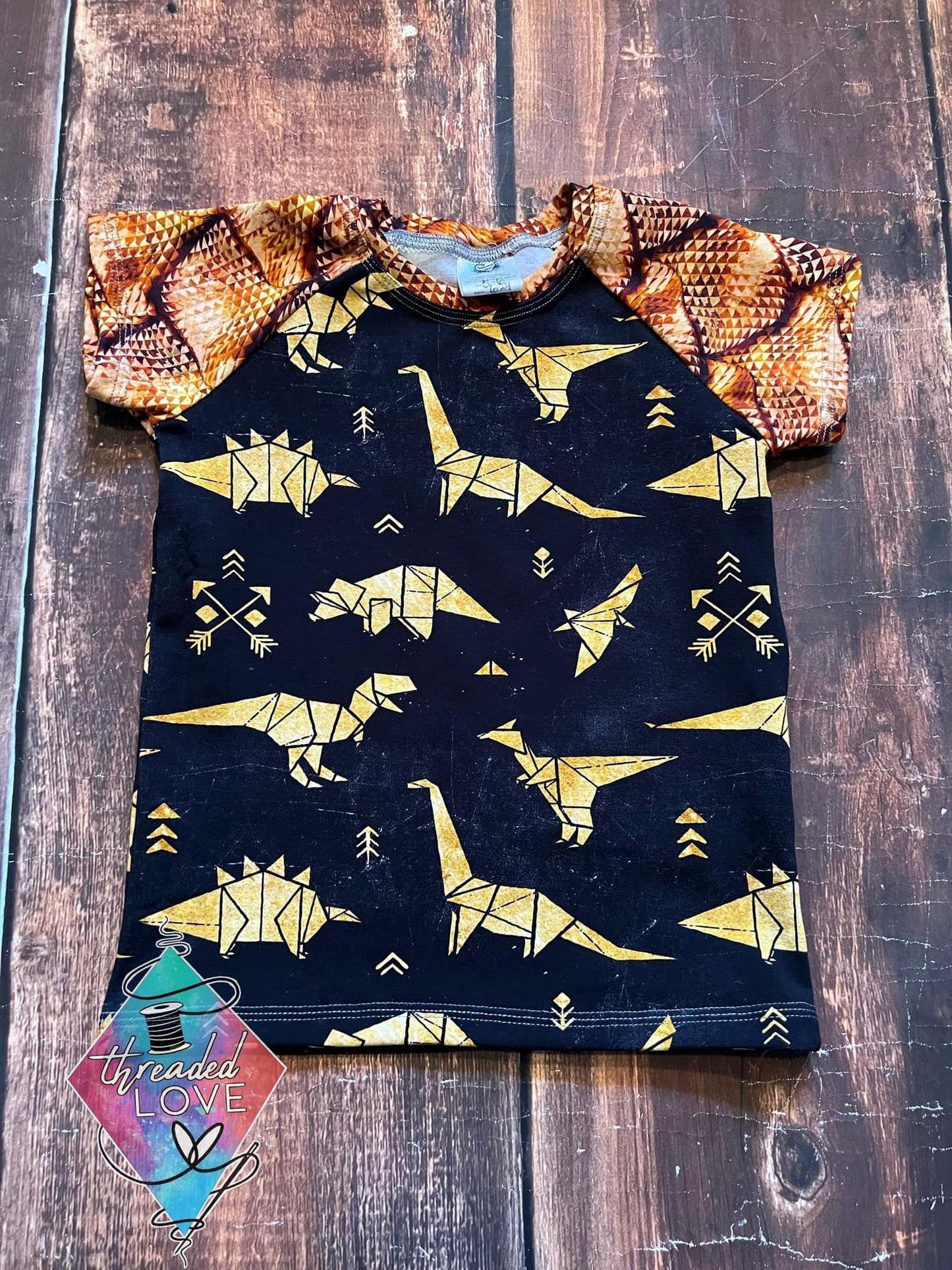 Golden Geo Dino Raglan