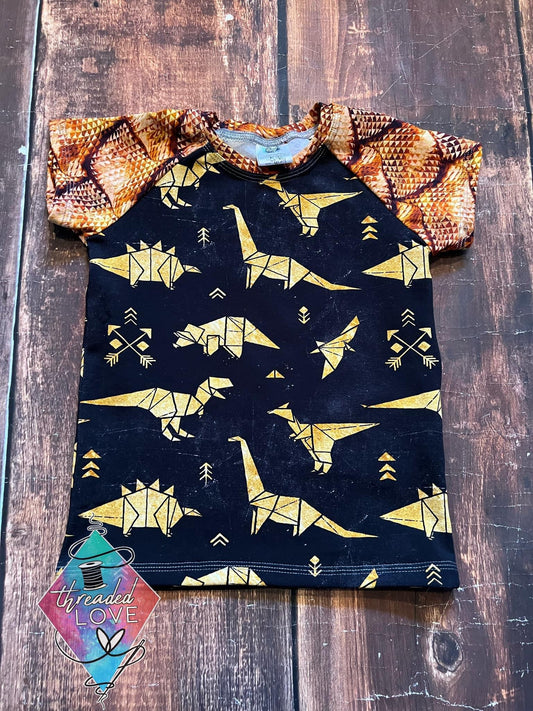 Golden Geo Dino Raglan