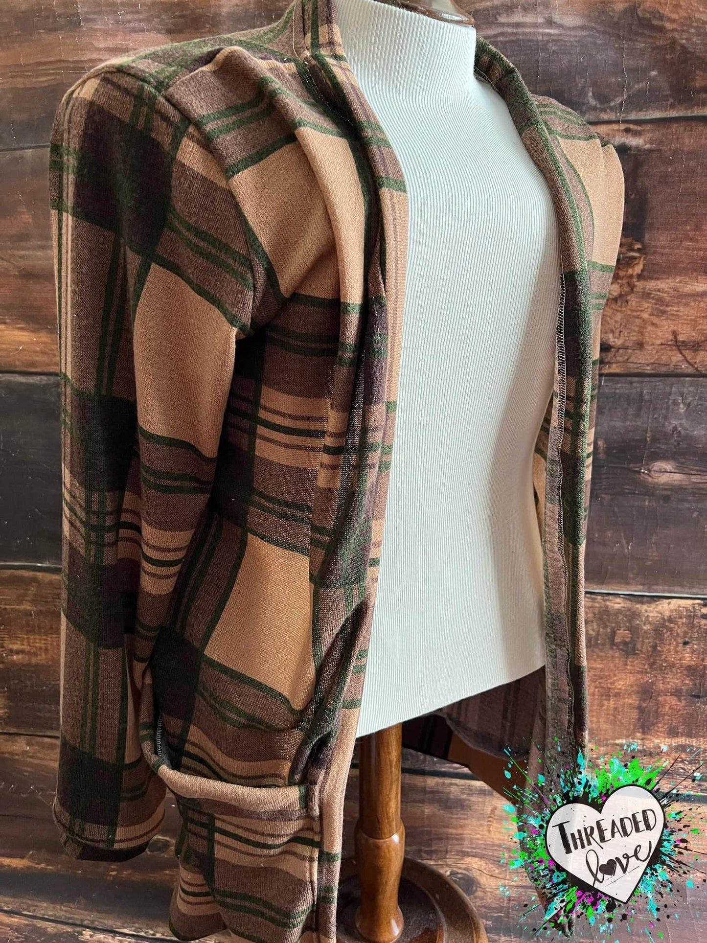Medium Brown Plaid Cardigan