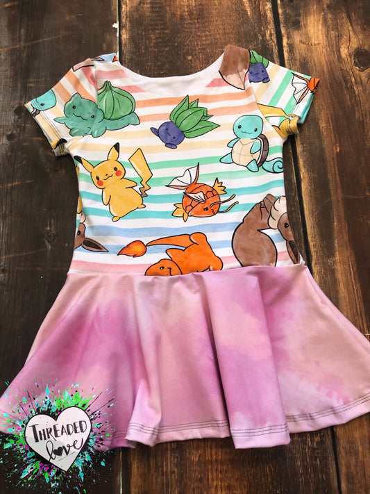 7y Power Critters Stripe Peplum