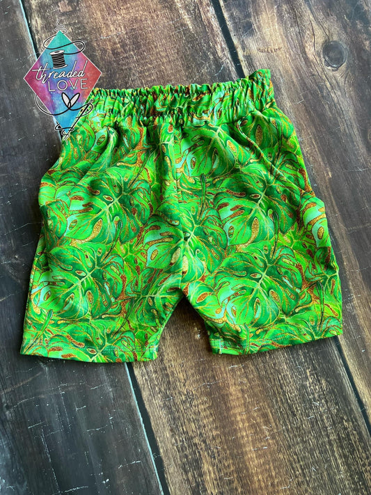 Green & Gold Foliage Finn Shorts