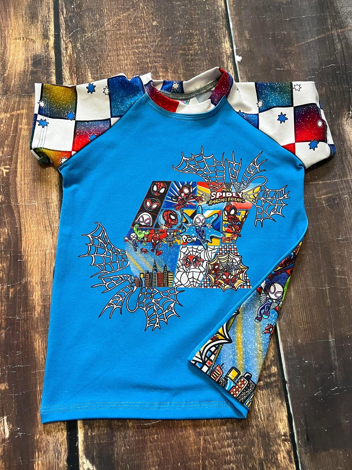 Web Heroes Blue Panel Raglan