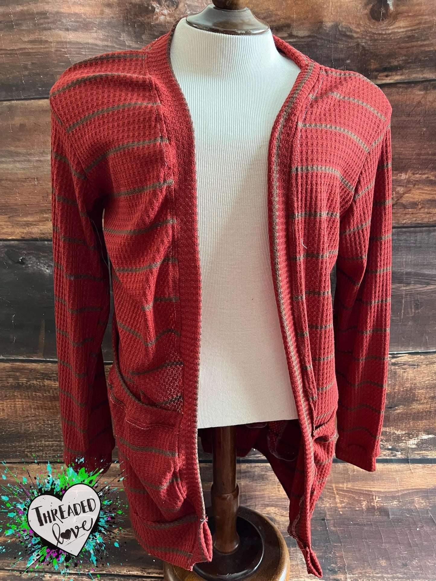 Rust Waffle Cardigan